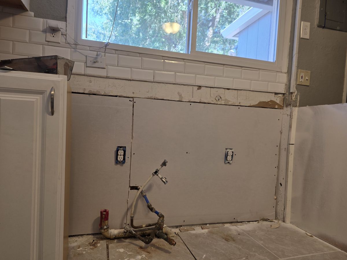 Pueblo project photo 8: New drywall hung and ready for cabinets.