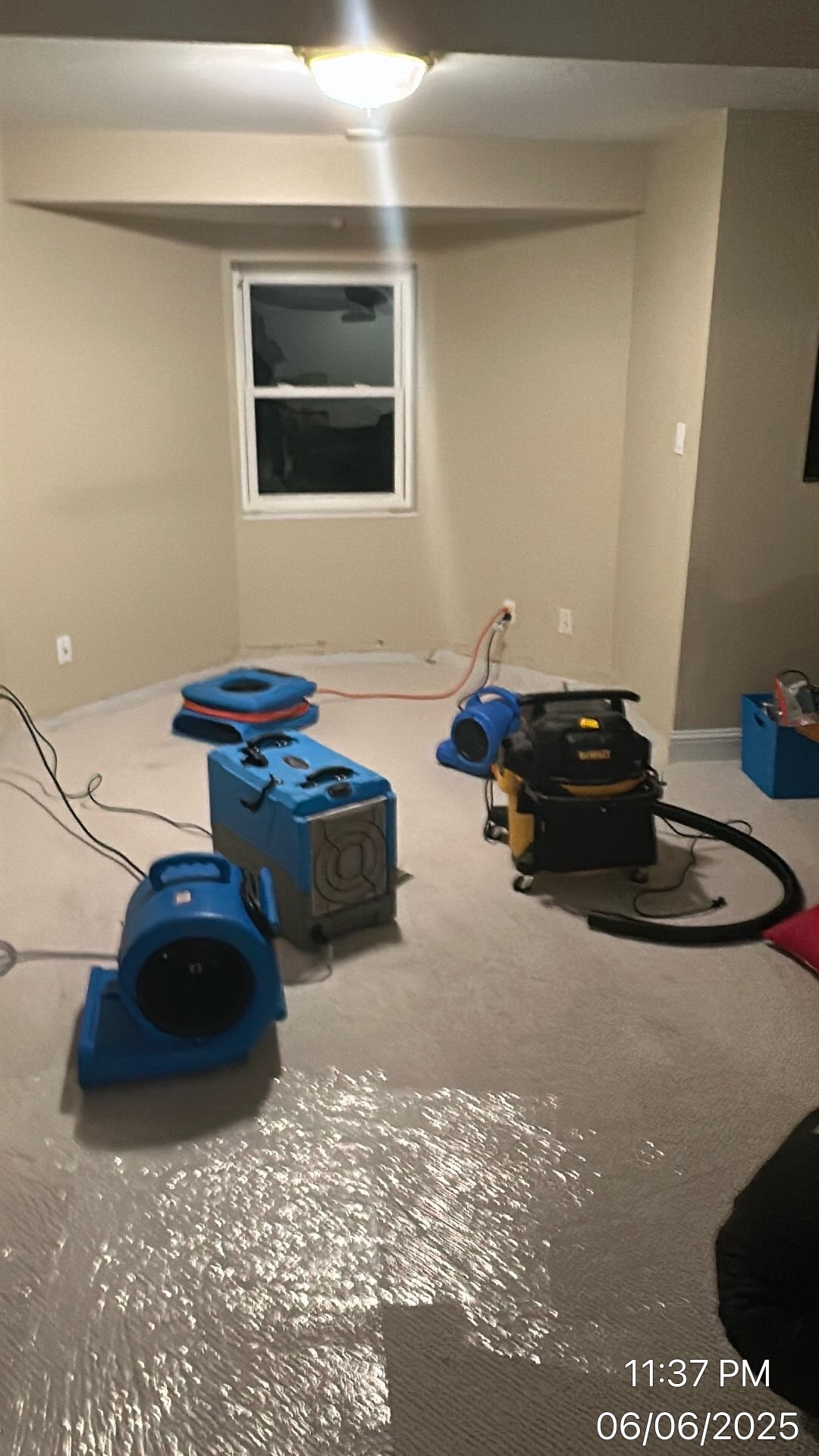 Water extraction with air movers and dehumidifiers